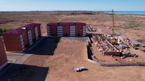 Drone view of the construction work of new houses Video stock 202126063