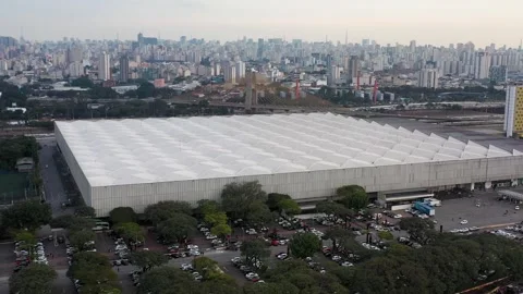 Drone view of convention centre in São Paulo Brazil 스톡 동영상 255861594