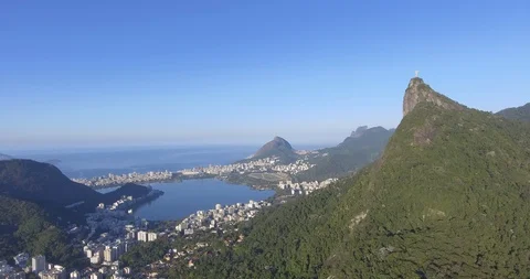 Drone view of Corcovado in Rio de Janeiro Stock Footage 94046357