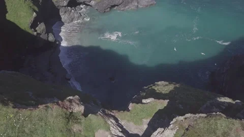Drone view of the Cornwall Coast - England UK Stock Footage 134968377