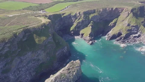 Drone view of the Cornwall Coast - England UK Stock Footage 134969221