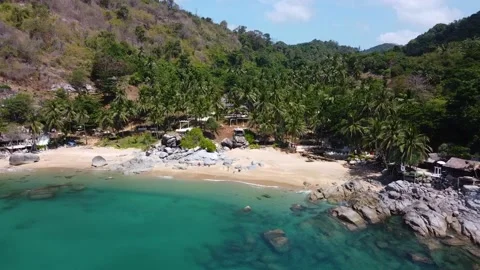 Drone view of a cozy small private beach on a tropical island Stock Footage 201547594