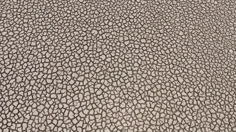 Drone view of cracked soil showing severe drought impact. Stock Footage 274376208