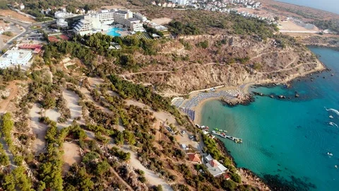 Drone view on cyprus konnos beach Stock Footage