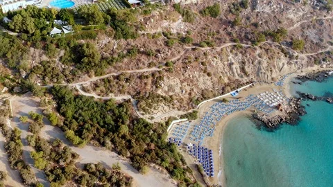Drone view on cyprus konnos beach Stock Footage 123246864