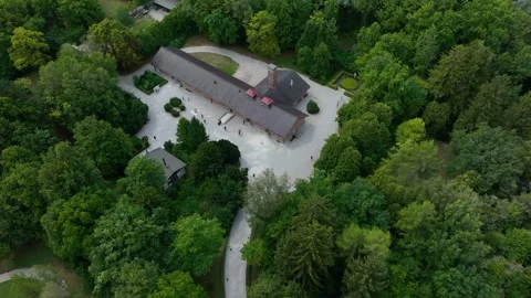 Drone view Dachau. Concentration camp memorial site. Stock Footage 292881749