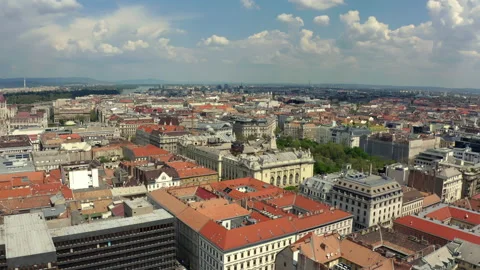 Drone view of Danube river and Budapest city skyline. wide footage 스톡 동영상 193754979