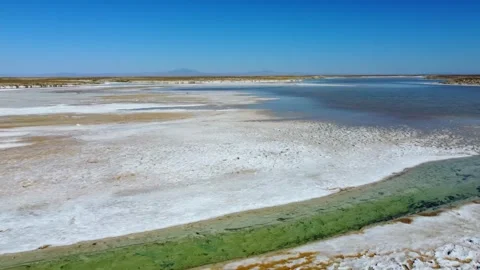 Drone view of dead salt lake Tuz in Turkey. Martian landscape Video stock 252644042