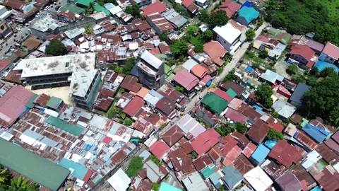 Drone view of dense cityscape and residential district in Cebu Talisay 145 Stock Footage 334722459
