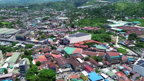 Drone view of dense cityscape and residential district in Cebu Talisay 144 Stock Footage 334722469