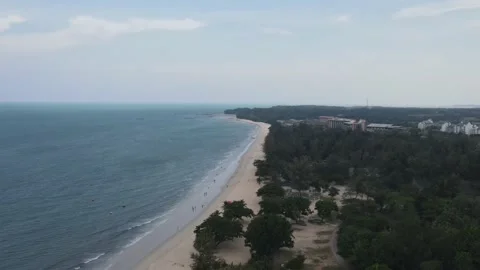 Drone view of Desaru beach in Johor Stock Footage 148013397