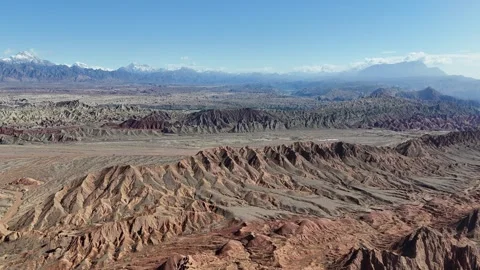Drone View of Desert and Gobi Terrain in Kuqa Xinjiang China Stock Footage 341609505