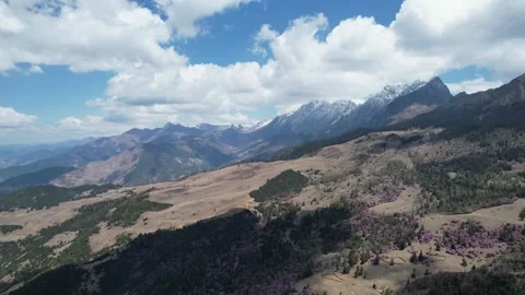Drone View of Desert and Gobi Terrain in Shangri La Yunnan China Stock Footage 341613540