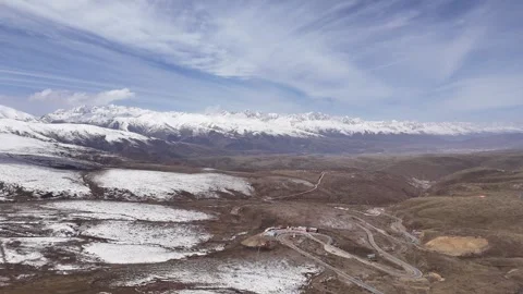 Drone View of Desert and Gobi Terrain in Ganzi Sichuan China Stock Footage 341615837
