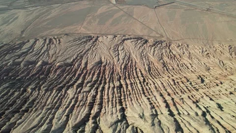 Drone View of Desert and Gobi Terrain in Shanshan Xinjiang China Stock Footage 341615957