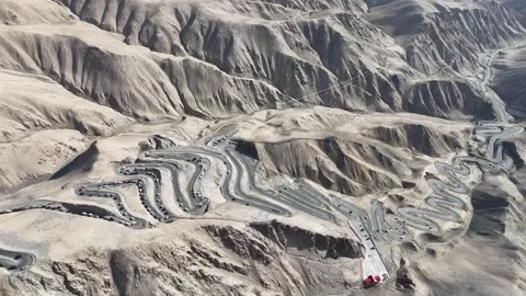 Drone View of Desert and Gobi Terrain in Taxkorgan Xinjiang China Stock Footage 341634453