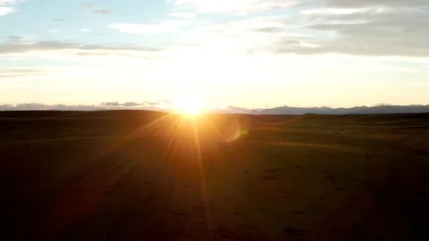 Drone view of a desert sunset, Patagonia Stock Footage 111832012