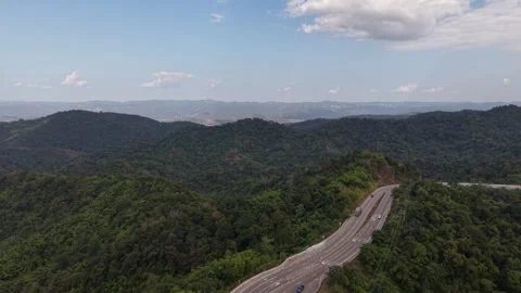 Drone View of Diverse Forest Canopy and Mountain Road Stock Footage 327507997