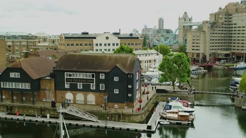 Drone View of Docks in Central London, Drone Footage, 4K/25F Stock Footage 171173188