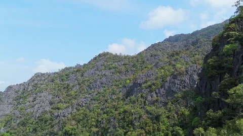Drone View of Dramatic Karst Cliffs in Khammouane, Laos Video stock 330594797