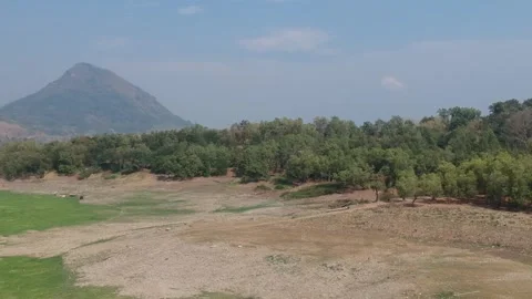 Drone view of dried lakes with mountain on background Stock-Footage 278109799