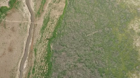 Drone view of dried lakes with mountain on background Stock Footage 278118242