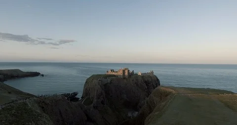 Drone View of Dunnottar Castle on the Ocean Stock Footage 86480336