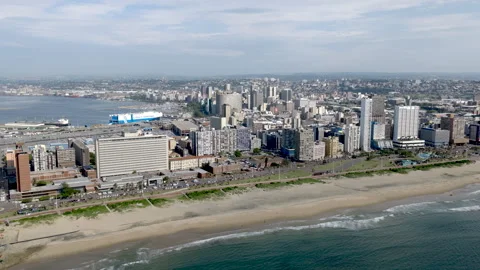 Drone view of Durban city centre and beachfront Stock-Footage 340563651