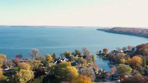 Drone view during the autumn season near Madison, Wisconsin, USA. Stock Footage