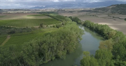 Drone view of Ebro River in Spain Stock Footage 111837530