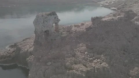 Drone view of the elephant rock formation in Cala Morell, Menorca - D Log Stock Footage 246535626
