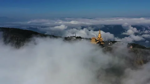 Drone view of emei mountain jinding scenic Stock Footage 134670498