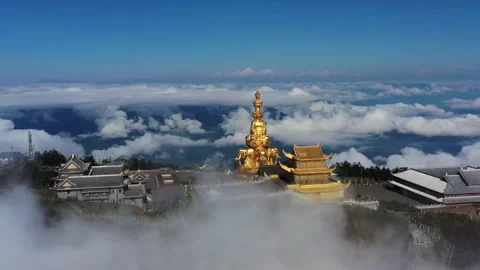 Drone view of emei mountain jinding scenic Stock Footage 134670661