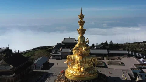 Drone view of emei mountain jinding scenic Stock Footage 134670746