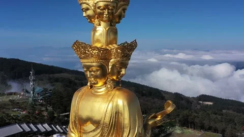 Drone view of emei mountain jinding scenic Stock Footage 134670821