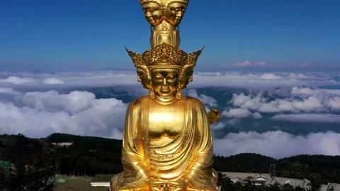 Drone view of emei mountain jinding scenic Stock Footage 134670933