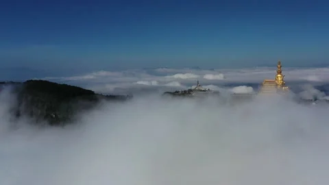 Drone view of emei mountain jinding scenic Stock Footage 134671006