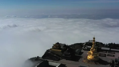 Drone view of emei mountain jinding scenic Stock Footage 134671282