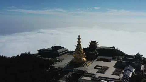 Drone view of emei mountain jinding scenic Stock Footage 134671366