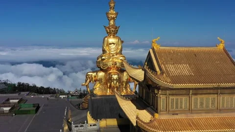 Drone view of emei mountain jinding scenic Stock Footage 134671422