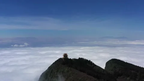 Drone view of emei mountain jinding scenic Stock Footage 134671535