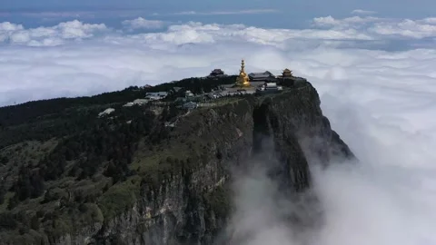 Drone view of emei mountain jinding scenic Stock Footage 134671697