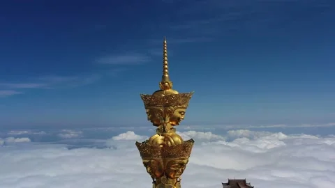 Drone view of emei mountain jinding scenic Stock Footage 134671805