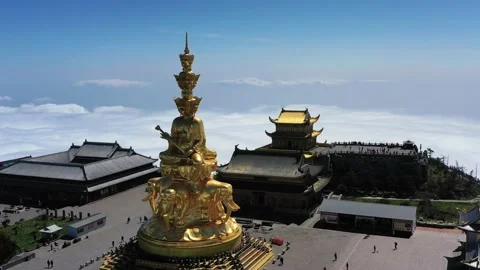 Drone view of emei mountain jinding scenic Stock Footage 134671825