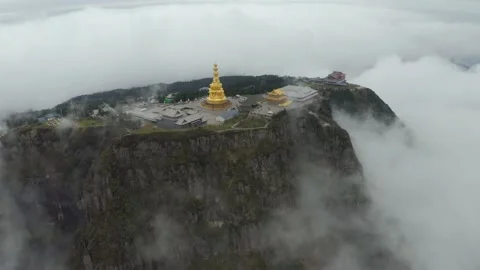 Drone view of emei mountain jinding scenic Stock Footage 134671886