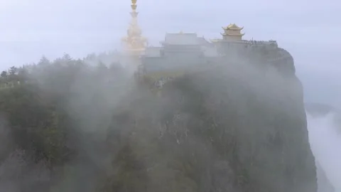 Drone view of emei mountain jinding scenic Stock Footage 134672109
