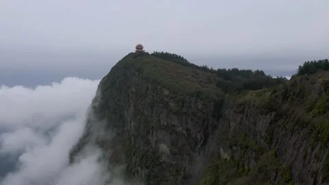 Drone view of emei mountain jinding scenic Stock Footage 134672340