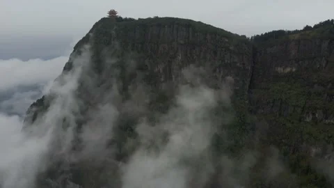 Drone view of emei mountain jinding scenic Stock Footage 134672410