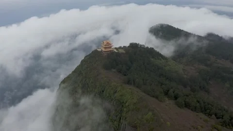 Drone view of emei mountain jinding scenic Stock Footage 134672481