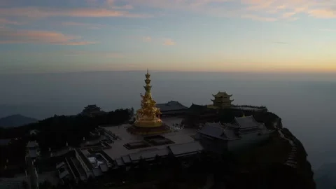 Drone view of emei mountain jinding scenic Stock Footage 134672593